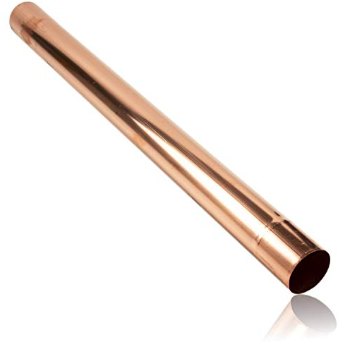 Kupfer Regenablaufrohr 120 mm 0,6 mm Stärke in 1 Meter Länge - Regenrohr nahtlos geschweißt mit Muffe für eine einfache und schnelle Montage