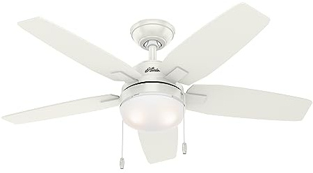 HUNTER FAN Arcot, 117 cm, Indoor Ceiling Fan with Light and Pull Chain, Fresh White Finish, 5 Reversible Blades in Fresh White and Bleached Grey Pine, Ideal for Summer or Winter, Model 50647