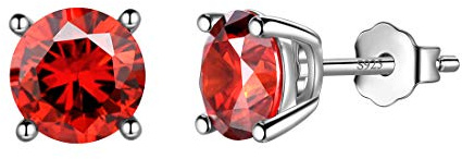 Aurora Tears Januar Birthstone Ohrstecker 925 Sterling Silber Rot Granat Birthstone Ohrring Birth Stone Schmuck für Frauen und Männer DE0214J