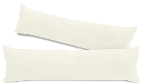 npluseins 2er Pack Kissenhüllen aus Coral-Kuschel-Fleece (2 Stück) 1257.1667, ca. 40 x 145 cm, weiß