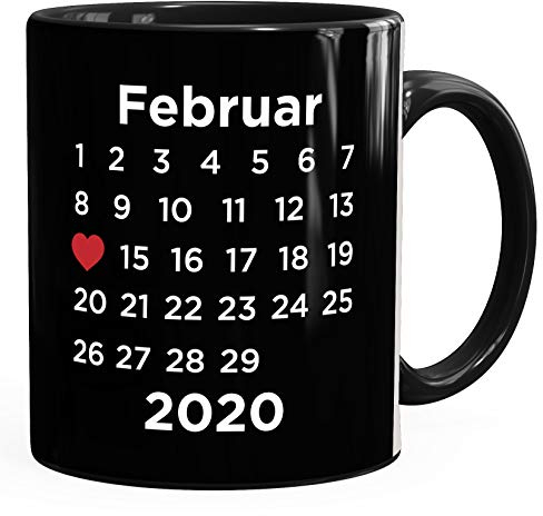 SpecialMe® personalisierte Kaffee-Tasse Kalender anpassbares Datum Geschenk Liebe Jahrestag Hochzeitstag Hochzeitsgeschenk schwarz Keramik-Tasse