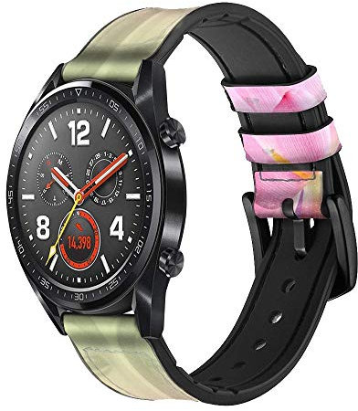 Innovedesire Lotus Flower Buddhism Bracelet de Montre Intelligente en Cuir et Silicone pour Wristwatch Smartwatch Smart Watch Taille (22mm)