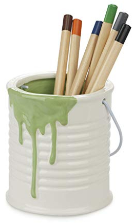 Balvi Pot à Crayons Painty Couleur Vert et Blanc Pot pour Crayons, stylos Original et Amusant en Form