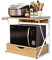 2 Tier Kitchen Countertop Microwave Oven Unit Shelving Stand Rack with Drawer for Household Storage Organizer, Home Office Desktop Shelf Printer Rack Free Standing Metal Frame Wood Tabletop