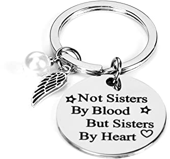 Schlüsselanhänger mit Aufschrift Not Sisters by Blood but Sister by Heart, für Geburtstag, Abschluss, Weihnachten, für Frauen und Mädchen