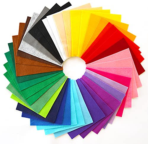 DIYR 40pcs Coloured Felt Fabric Sheets 15 x 15 cm, Fabrics DIY Craftwork Sewing Patchwork, Crafts Assorted Colour Polyester Sheet for Art and Craft