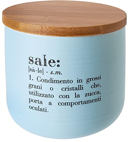 Villa d’Este Home Tivoli Victionary Shades - Tarro de sal de 500 ml de porcelana con tapa de bambú