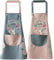 scalingscal 2 Stück Schürze Damen Küchenschürze Wasserdicht Kochschürze Verstellbare Schürze mit Taschen Koch Latzschürze Grillschürze Süße Kaninchenschürze für Küche, Restaurant, Café(Blau, Rosa)
