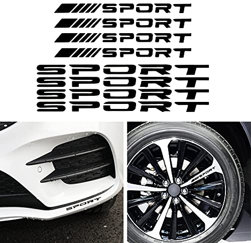 TOMALL 8 Stück Auto Felgennabe Reflektierende Aufkleber Racing Performance Sport Logo Aufkleber Auto LKW Stoßstange Türgriff Fenster Motorrad Laptop Wasserdichte Dekoration (Schwarz)