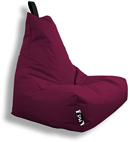 PATCH HOME Sitzsack Lounge Sessel Gaming Sitzkissen mit Reißverschluss fertig befüllt (XXL mit Reißverschluss, Weinrot)