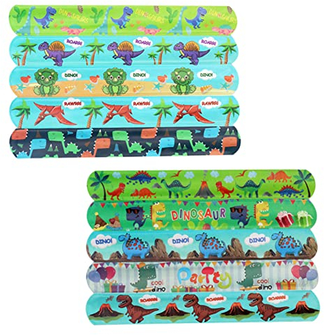 Schnapparmbänder für Kinder, Kinderarmbänder, 10 Stück Dinosaurier Snap Armbänder, Schnapparmbänder Mitgebsel Kindergeburtstag Gastgeschenke, Perfekt für Kinder Jungen & Mädchen