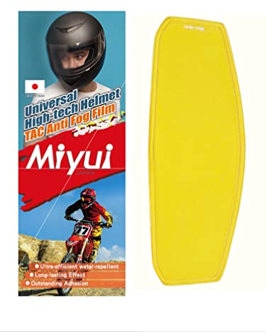 Miyui Japan Universal Motorrad Helm Schild Antibeschlag Folie Gelb Nachtsicht Visier Linse Einsatz Nebelfest 9,7 cm x 25,5 cm