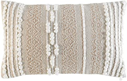 Douceur d'Intérieur, Kissen mit abnehmbarem Bezug, 30 x 50 cm, Blanca, Polyester-Baumwoll-Mischgewebe, Finish mit Metallfäden