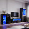 ELEGANT High Gloss Black Living Room Set TV Stand Sideboard Display Cabinet(165cm) Multicolour LED Lights,UK Power Adapter Included