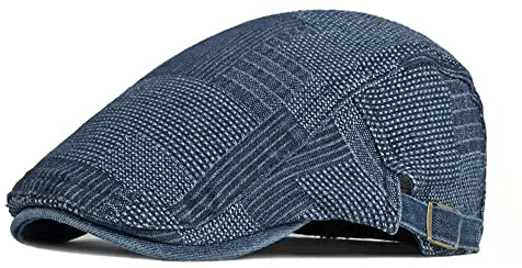 MUYAN Cotton Schirmmütze Damen Herren Jeans Flatcap Newsboy Cap für Frühjahr/Sommer Atmungsaktiv Barett Cap (Dunkelblau)