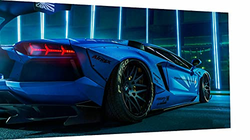 Magic Canvas Art - Bilder Sportwagen Autos Lamborghini Leinwandbild 1- teilig Hochwertiger Kunstdruck modern Wandbilder Wanddekoration Design Wand Bild – A3709, Größe: 60 x 30 cm