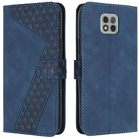 OKZone Kompatibel mit Motorola Moto G Power 2021 Hülle, PU Leder Handyhülle Tasche Wallet Schutzhülle Flip Cover Klappbar Stoßfeste Brieftasche Etui mit Magnet Kartenfach TPU Lederhülle (Blau)
