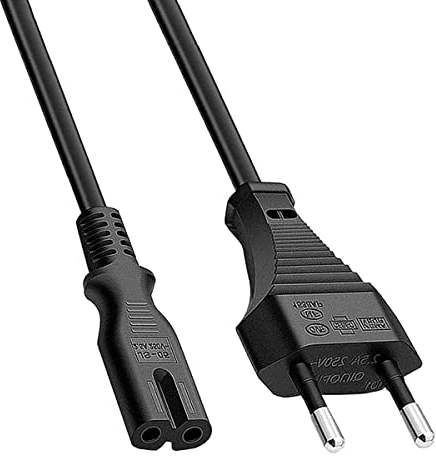 2m Cavo Alimentazione IEC320 C7 a 2 pin | c7 Spina bipolare per monitor PC, DVD, stampante, Samsung Philips LG Sony TV, PS4, Microsoft Surface Go/Laptop/Book, HP Envy