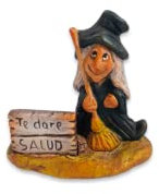 Figura decorativa Bruja Escoba 100% hecha a mano (Negro, Salud)