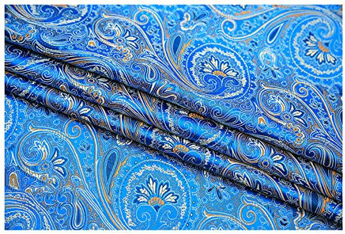 Satinstoff meterware Pipa Blumen Jacquard Brokatstoff 75cm Breit Meterware Für Bekleidungshintergrund Handarbeit(Color:blau)