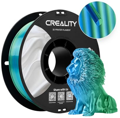 Creality Mehrfarbiges Silk PLA-Filament, 3D-Drucker-Filament, 1,75 mm, Seidentextur glänzend und weich, glänzende Seide +/-0,02 mm, 1 kg 3D-Druckfilament (Blau-Grün)