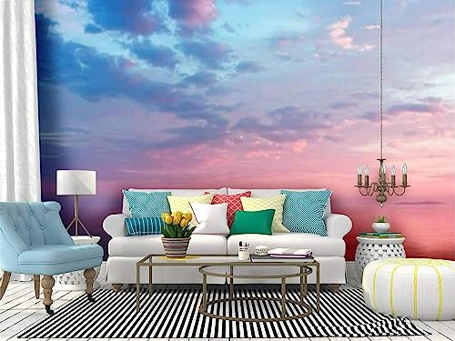 Lila Meereslandschaft Mit Rosa Wolken Muralo Fototapete, Luxus Bei Sonnenuntergang Tapete Wandbild, 430 x 300 cm Wandbild Dekoration - für Zimmer Küchen die Mauer