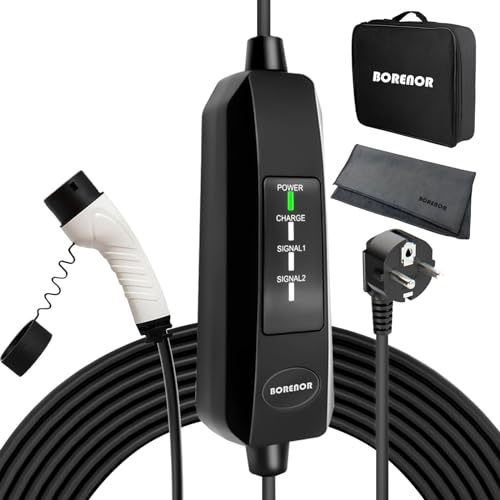 EV Ladekabel Typ 2, 3.5kW Ladegerät für Elektroauto, Tragbares Kabel mit Anzeigeleuchte und Tragetasche für Elektrofahrzeuge & Plug-in-Hybrid-Autos 5M