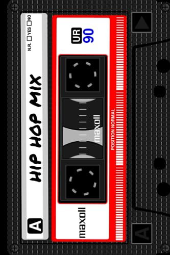 Hip Hop Mix Retro Cassette Tape Notebook - Black: 6” x 9” inch - 110 high-quality Lined pages - Soft, matte cover
