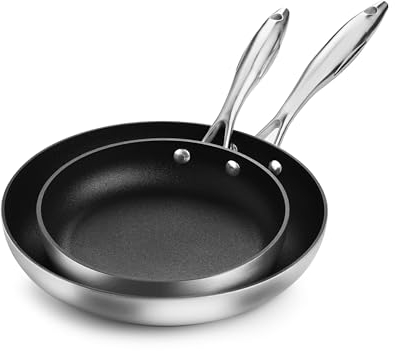 Scanpan CX+ 8 & 10.25 Fry Pan Skillet Set - Stratanium Plus Nonstick - 5-ply Stainless Steel