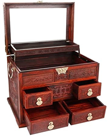 Schmuckkoffer Schmuckkästchen Schmuckbox Mahagoni-Schmuckkästchen mit Schublade, chinesischer Retro-Stil, Armband, Halskette, Ring, Aufbewahrungsbox, Hochzeitsschmuck, Aufbewahrungsbox Schmuckschatull