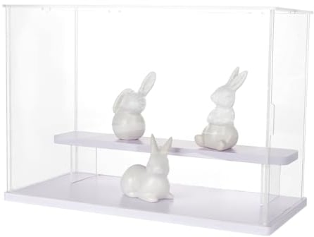 GOMAKERER 1 Set Vitrine Mit 2 Ebenen, Durchsichtige Kunststoff-Vitrine Mit Etagenhalter-Risern, Staubdichter Schutz, Vitrine Für Sammlerstücke, Anime-Figuren (2 Etage,31.5x14.5x22cm)