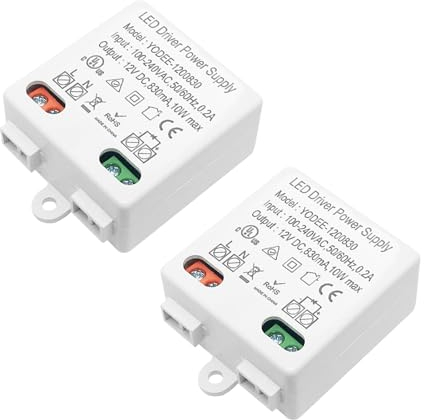 SOARFLY LED Trafo Mini 12V/DC, 2 Stück 12V/DC 10W Mini LED Transformator, LED Driver, Led Trafo, Keine Mindestlast nötig
