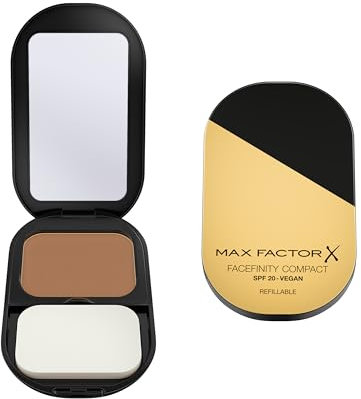 Max Factor Facefinity Refillable Compact Foundation, 009 Caramel, Full Coverage, Flawless Matte Finish, Lightweight and Breathable, Blends Seamlessly, All Day Wear, SPF 20, Refillable, 10g