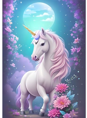 MXJSUA DIY Diamond Painting Kits für Erwachsene Schöne Einhorn Diamond Art Paint mit runden Diamanten Full Drill Gem Art Painting Kit für Home Wall Decor 30x40cm
