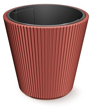 HappyFlower Blumentopf Modell Nr. PRX003 Größe 40 cm Pflanzkübel aus Kunststoff inkl. Einsatz, Runde Form, Übertöpf (Rustikaler Ziegelstein, ⌀ 39 cm, H 37 cm)