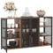 HOMCOM Aparador de Cocina Industrial Mueble Buffet Auxiliar con 6 Estantes Abiertos Porta Copas y Estante Ajustable para Bar Comedor 120x40x76 cm Marrón Rústico
