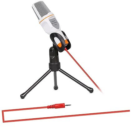 TOYANDONA Micrófono De Condensador con Soporte Clip para Grabaciones De Podcast y Karaoke Pc y Laptop Blanco