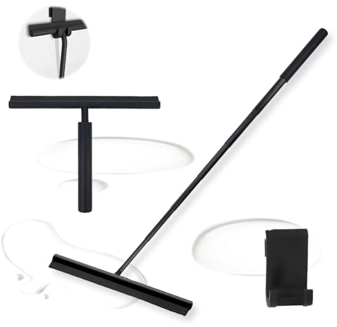 Tyafzzn Extendable Shower Squeegee Black - Squeegee Shower with 100 cm Telescopic Rod I Shower Cubicle Squeegee Shower Wiper Window Cleaner I Bathroom Wiper Water Squeegee No Drilling for Bathroom