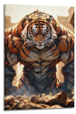 BPQN Tier-Kunstwerk-Poster, Orca-Tiger, dekoratives Gemälde, Leinwand-Kunstbild, 30 x 45 cm