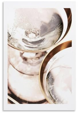 TSIDDKA Goldener Champagner-Poster, Wohnzimmer, Schlafzimmer, Dekoration, moderne ästhetische Wandkunst, Poster, Geschenk für Freunde, ungerahmt, 30 x 45 cm