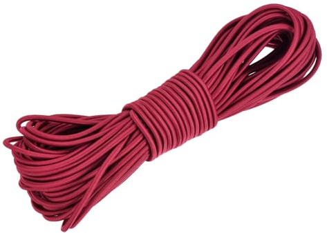 DMiotech 3mm Shock Cord, 17 M Deep Red Bungee Cord Tent Pole Shock Cord Round Elastic Kayak Rope Stretch String Marine Grade Heavy Polyester for DIY Projects Tie Downs