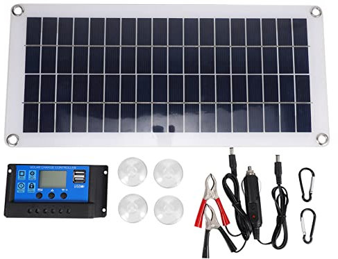 Qyrugcxs Cellules Solaires Flexibles de Panneau Solaire de 10W pour la Batterie Solaire de Camping de Fourgon de Toit de Bateau de Rv de Voiture, Module de Contrôleur Solaire 50A