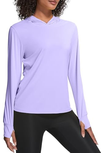 Holure Women's Activewear Shirts UPF 50+ Long Sleeve Tops Workout Sun Shirt Outdoor Hiking Shirt Quick Dry Lightweight Shirts Purple 06-M