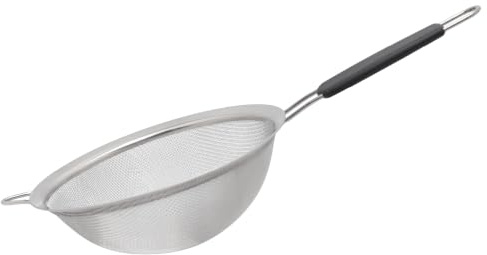 Buckingham Stainless Steel Fine Masher Sieve with Black Flat Handle (20cm)