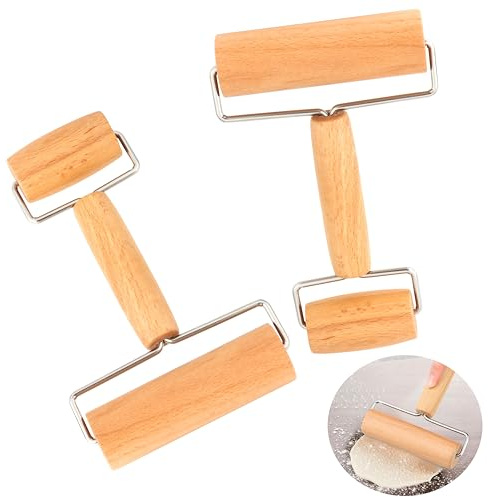 TYSM-CC 2 Stück Nudelholz-Set mit zwei Größen aus massivem Buchenholz – Teigroller für Pizza, Pasta, Plätzchen & Knödelteig mit rutschfesten Griffen, spülmaschinenfest – Backutensilien-Set