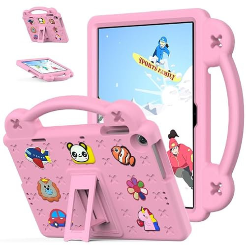 for Honor Pad X8/ X8 Lite 10.1 Inch 2023 Kids Case, Tablet Case Children Friendly, DIY Cute Design, Handle with Stand, EVA Lightweight Protective Case Cover, Pink
