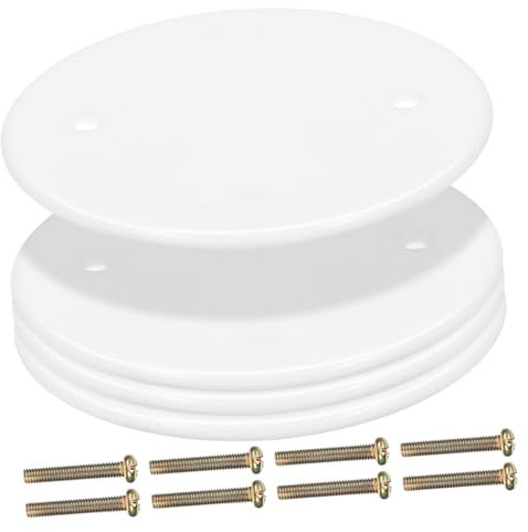 ANDRESLAD 4Pcs Round Ceiling Cover Plates White Pp Blank Electrical Wall Plates Easy Installation for Home and Office