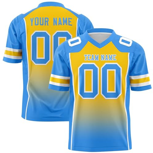 KONG JIMFAN Personalisiertes American Baseball Trikot,Fußballtrikot Individuell Bedruckt Namen Nummer & Logo,Individuelles Fußballtrikot Kinder/Erwachsene Unisex Sporttrikot Baseball Trikot(Gelb)