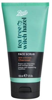 Tea Tree & Witch Hazel Face Scrub with Activated Charcoal, Deep Cleansing, 150ml