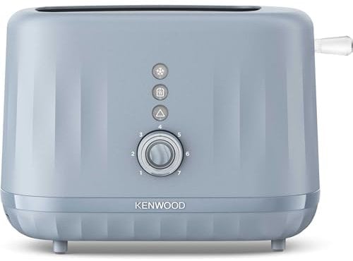Kenwood Ripple Toaster TCP06.000GY, 2 Slot Toaster with 7 Browning Settings, Reheat, Defrost and Cancel Functions, Pull Crumb Tray, Cord Storage, 850W, Storm Blue Grey